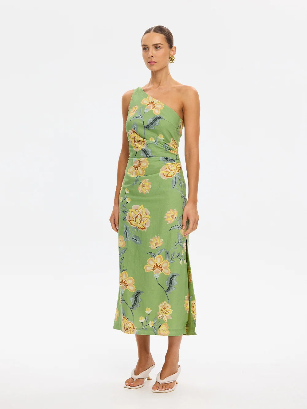 KIVARI - Eve Midi Dress in Green Floral