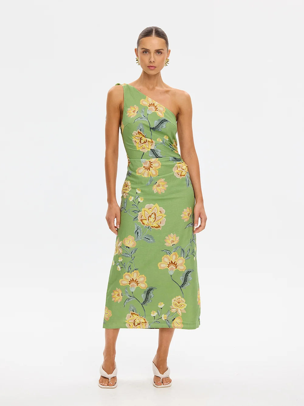 KIVARI - Eve Midi Dress in Green Floral