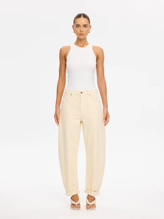 KIVARI - Evita Denim Barrel Jean in Cream