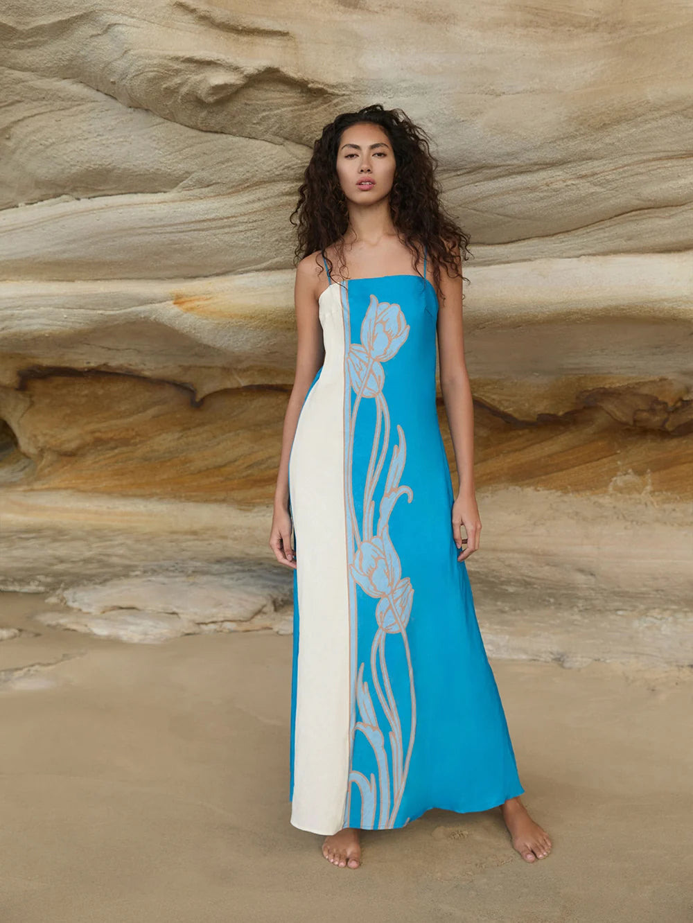 KIVARI - Fleur Maxi Dress IN BLUE IVORY