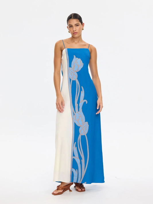 KIVARI - Fleur Maxi Dress IN BLUE IVORY