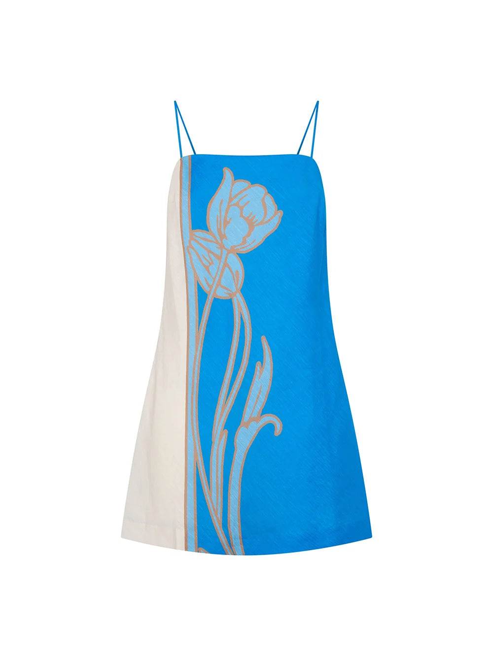 KIVARI - Fleur Mini Dress in Ivory and Blue