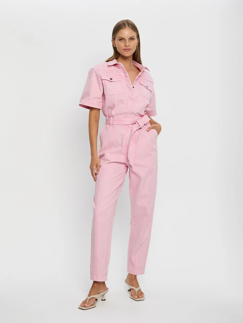 KIVARI Grace Denim Boilersuit-pink