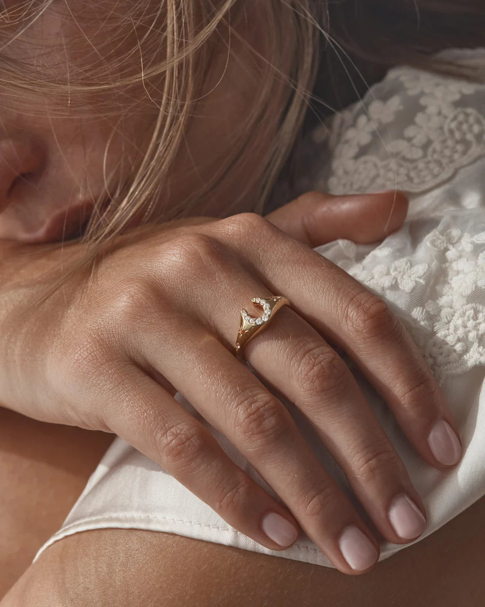 BY CHARLOTTE - Lucky Horseshoe Ring in Gold Vermeil