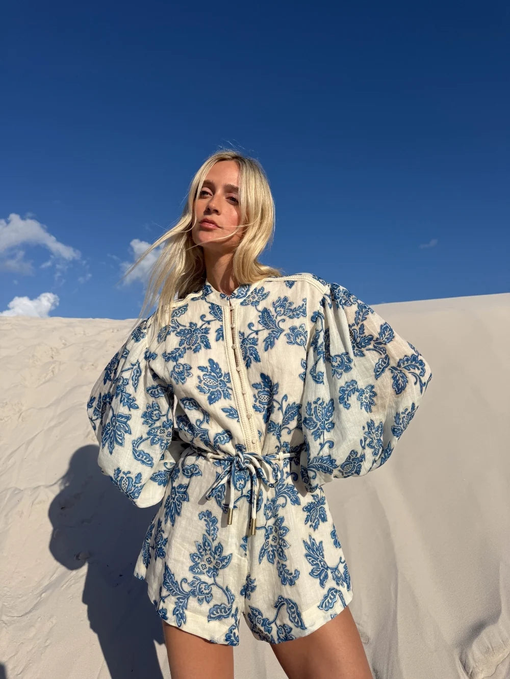 KIVARI - Bluebell Playsuit in Blue
