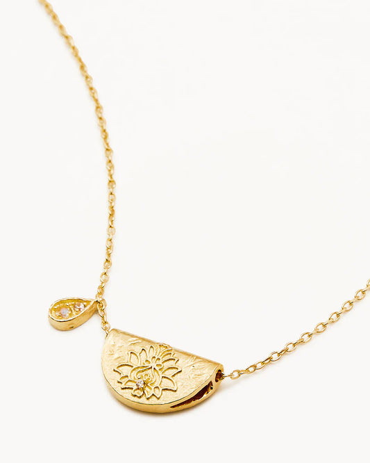 BY CHARLOTTE - 18k Gold Vermeil Lotus Birthstone Necklace - June - Moonstone
