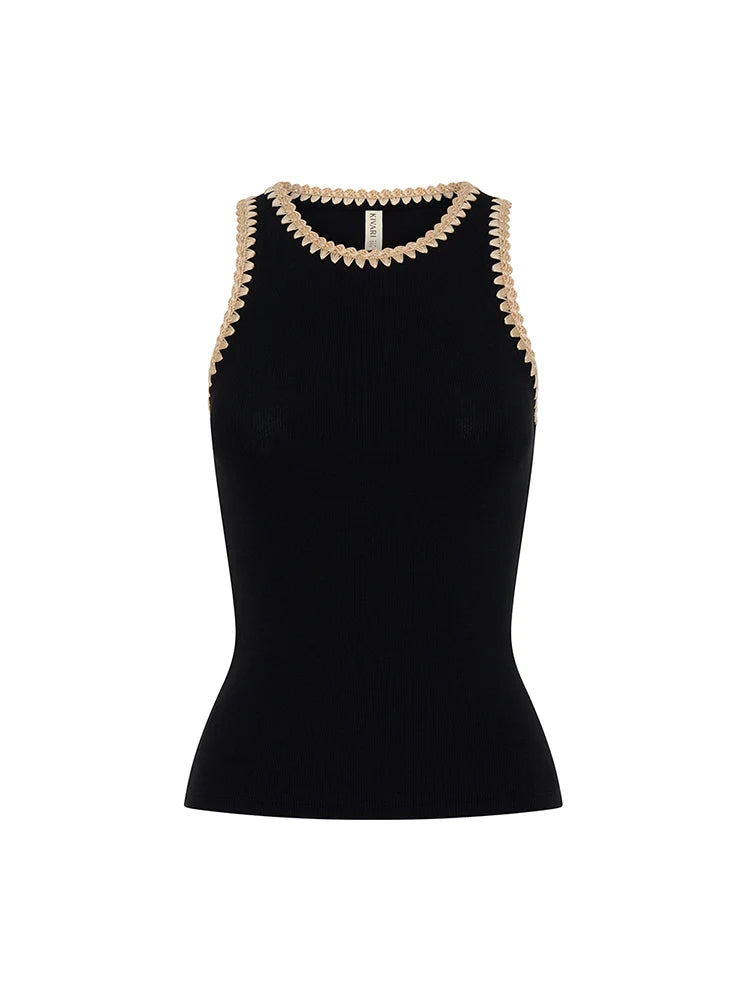 KIVARI - Tallulah Spliced Tank IN BLACK & CREAM