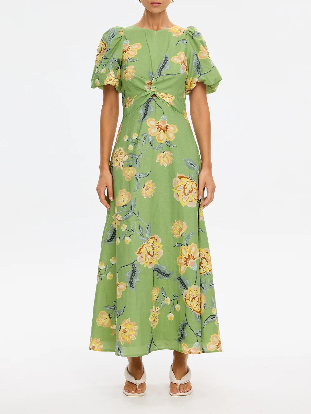 KIVARI - Eve Maxi Dress in Green Floral