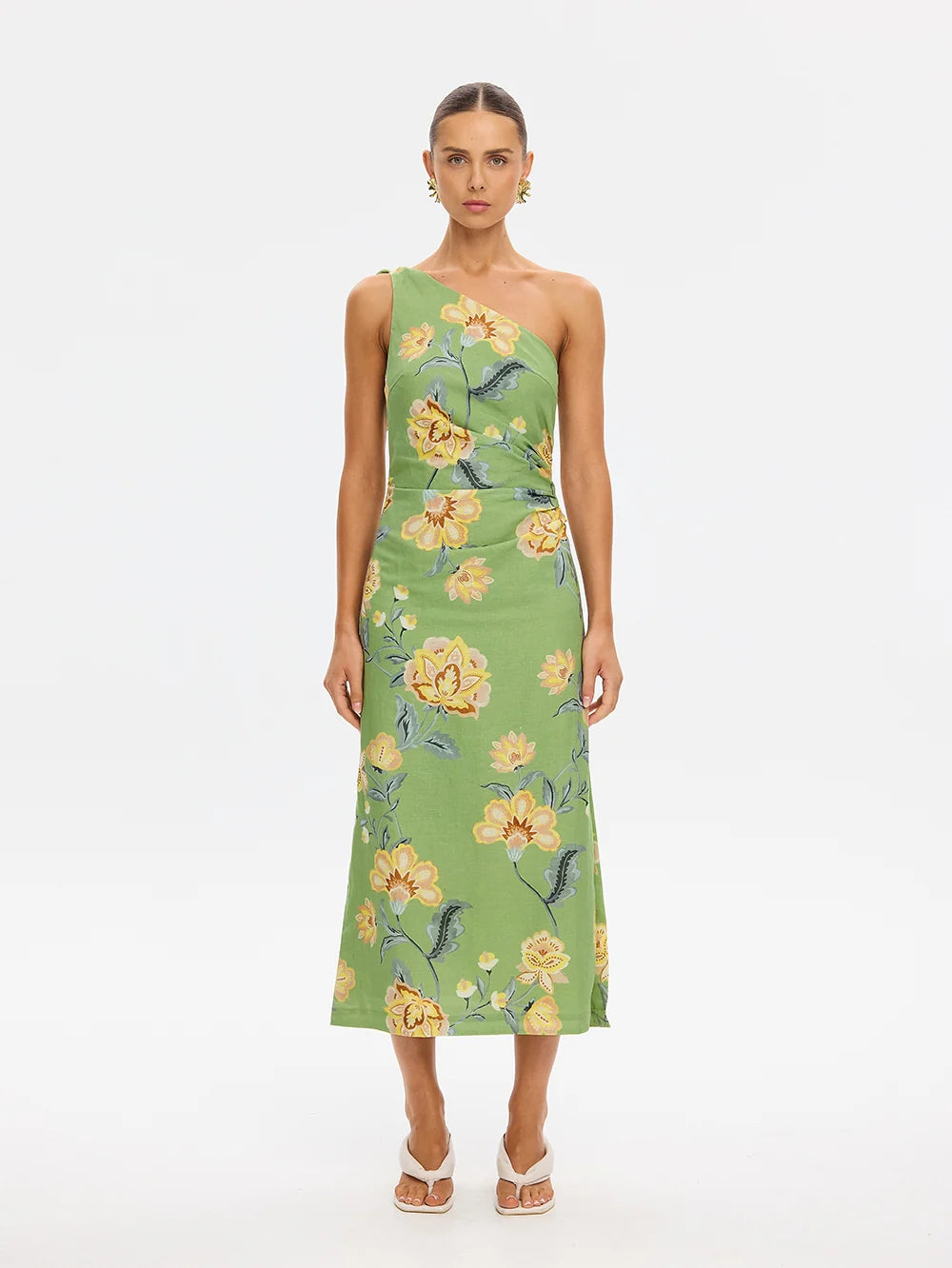 KIVARI - Eve Midi Dress in Green Floral
