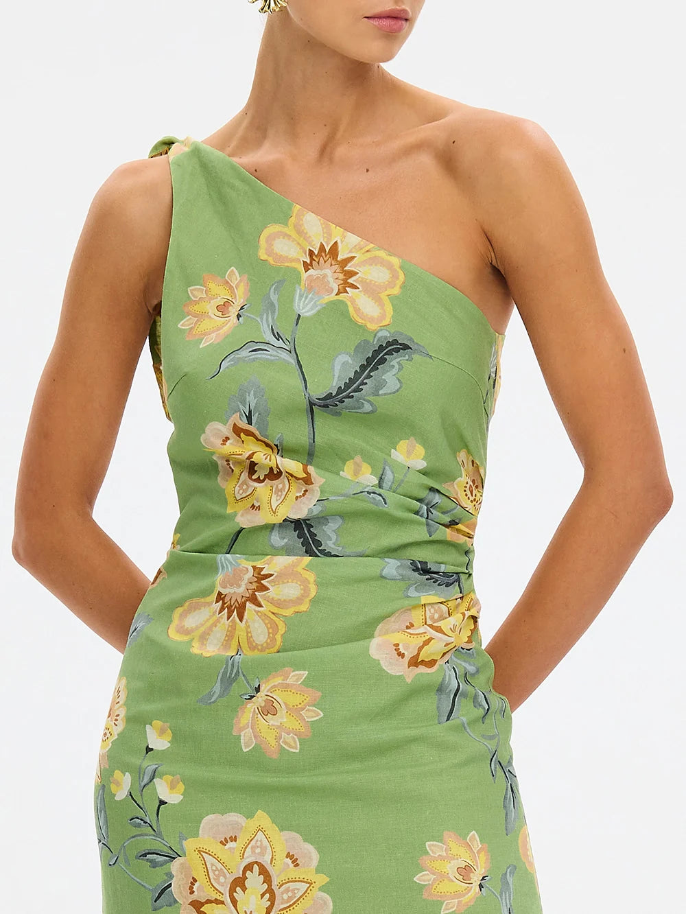 KIVARI - Eve Midi Dress in Green Floral
