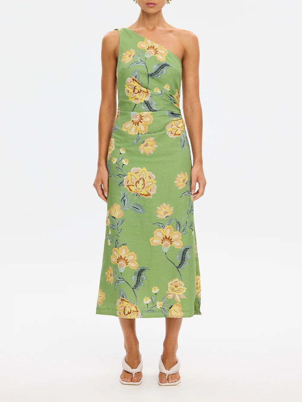 KIVARI - Eve Midi Dress in Green Floral
