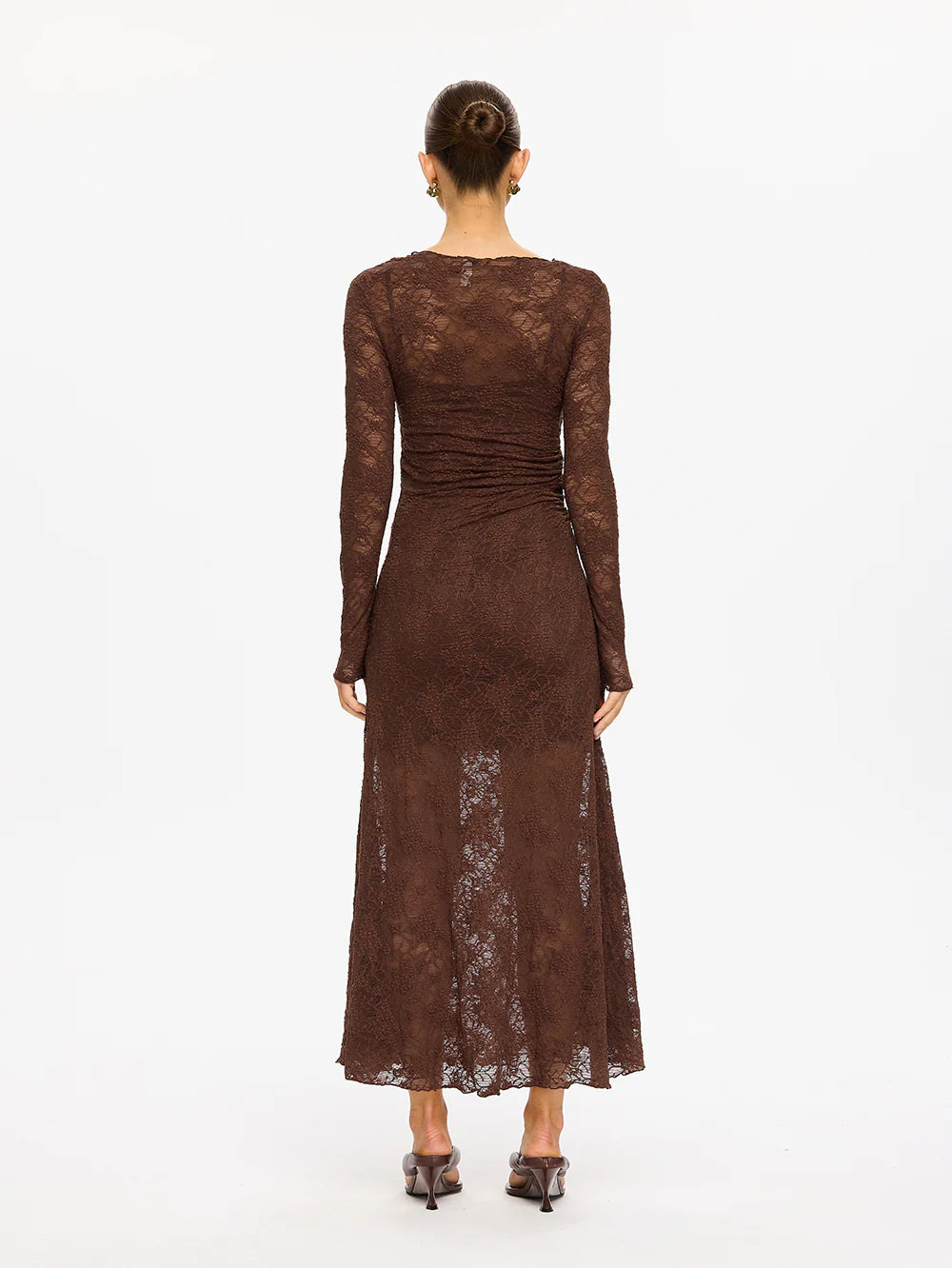KIVARI Marie Lace Maxi Dress in Chocolate