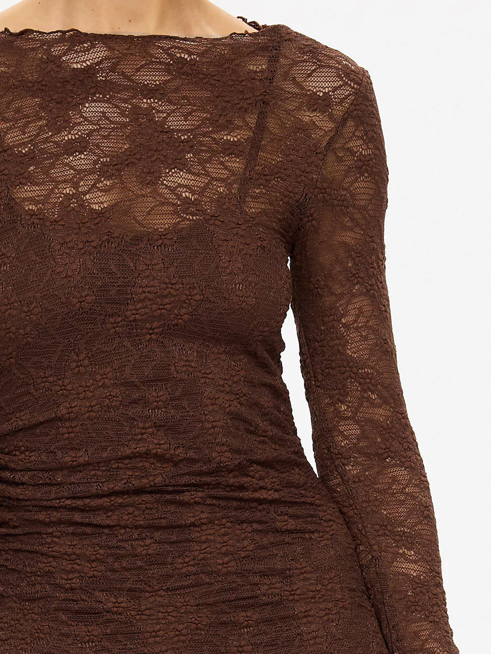 KIVARI Marie Lace Maxi Dress in Chocolate