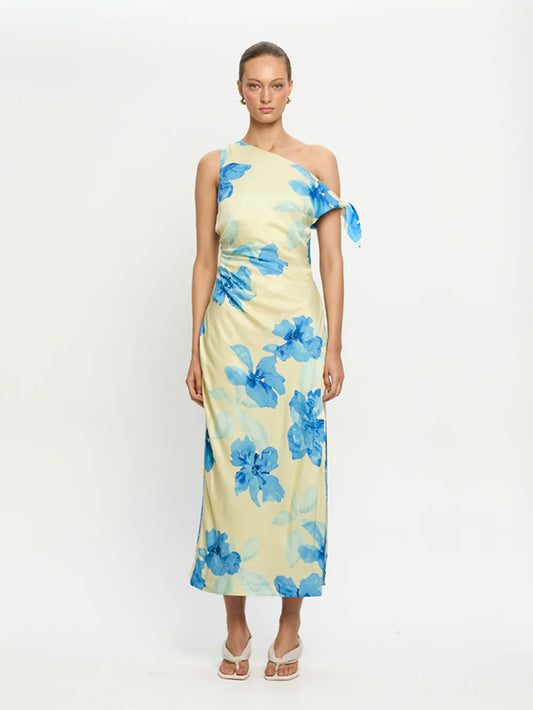 KIVARI Sophie Midi Dress Yellow Blue
