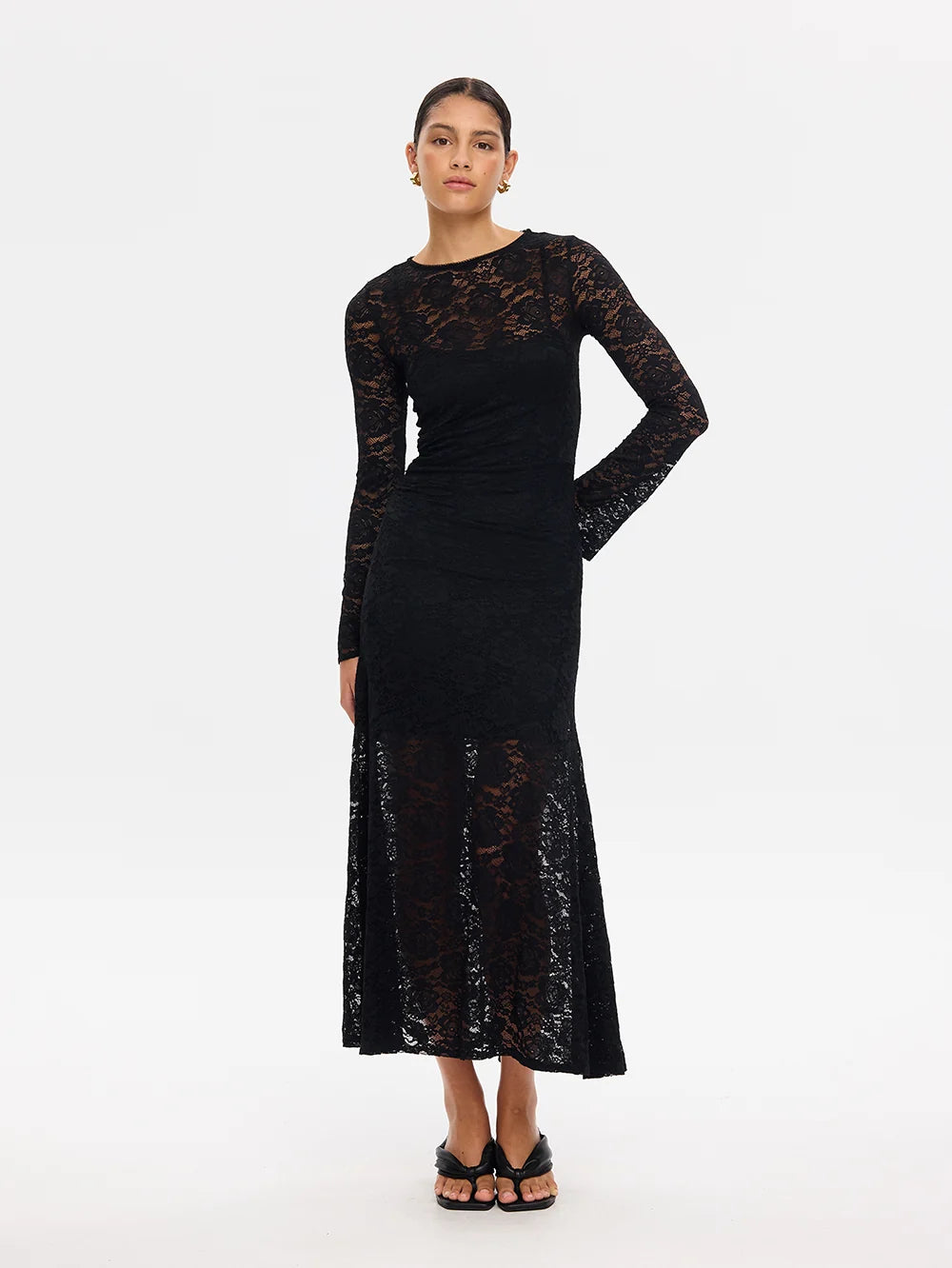 KIVARI - Bonnie Lace Maxi Dress in Black