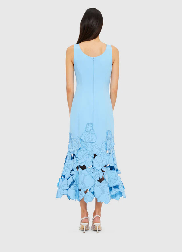 LEO LIN Emily Appllique Midi Dress- Cornflower Blue