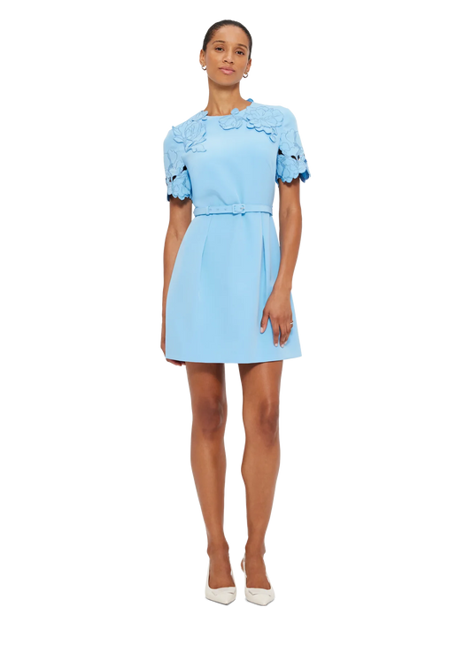 LEO LIN Aurelie Applique Short sleeve mini dress - Cornflower Blue