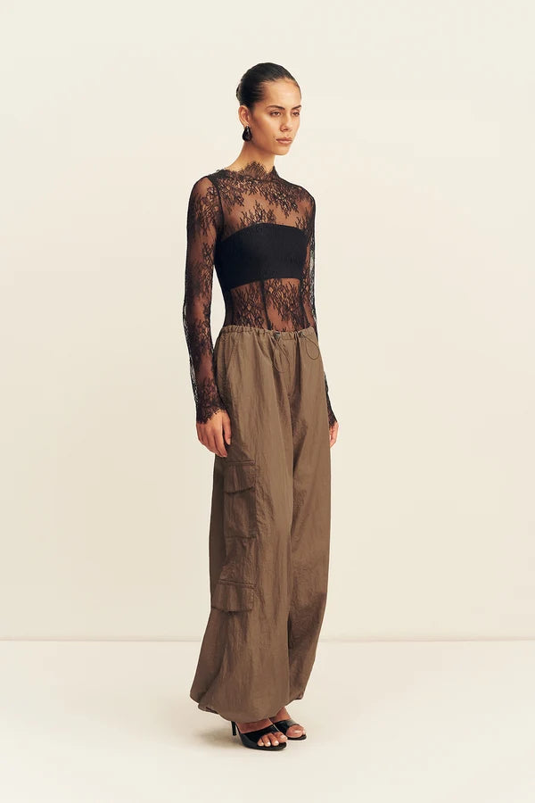 Shona Joy - Lambent Lace Long Sleeve Bodysuit IN BLACK