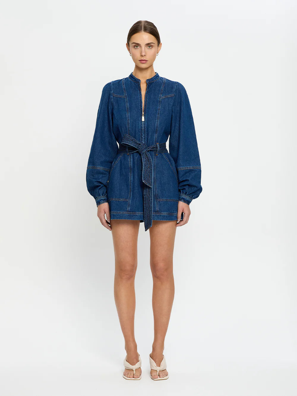 KIVARI - Lourdes Denim Playsuit