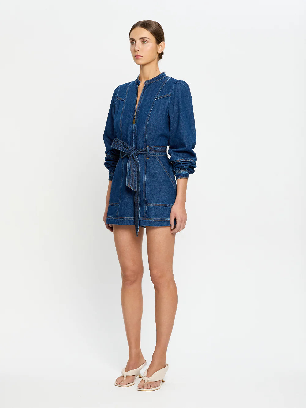 KIVARI - Lourdes Denim Playsuit