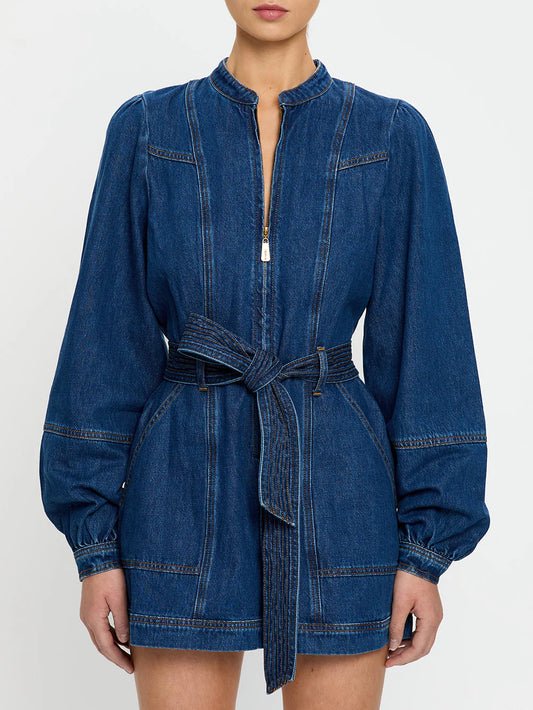 KIVARI - Lourdes Denim Playsuit