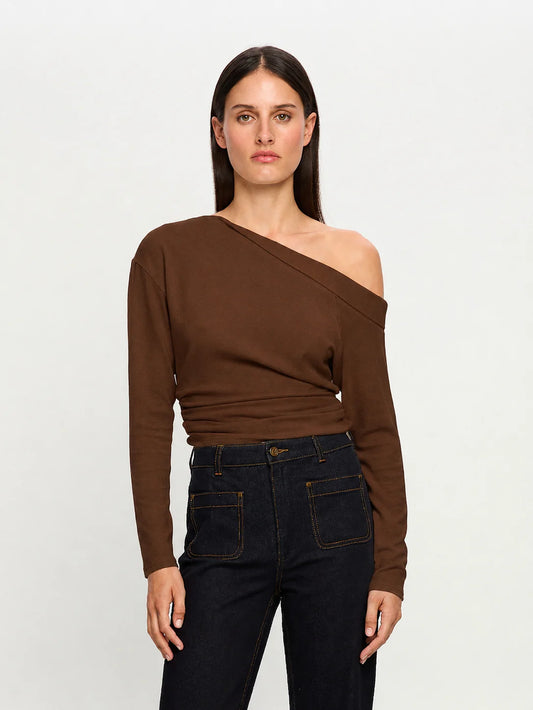 KIVARI - Lucie Jersey Top in Chocolate