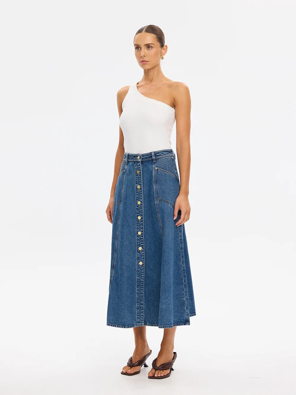 KIVARI - Rita Denim Midi Skirt
