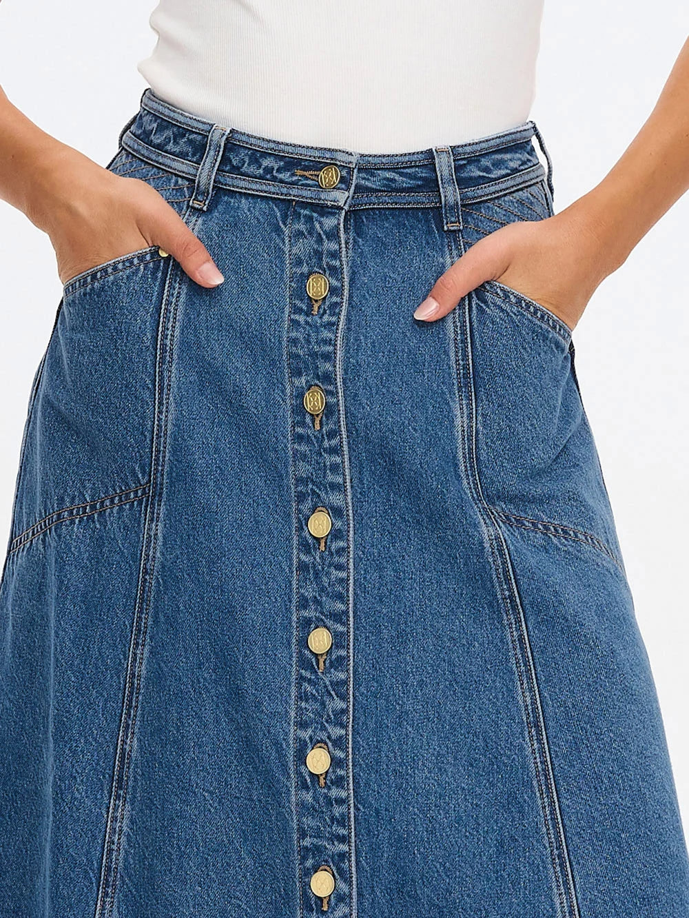 KIVARI - Rita Denim Midi Skirt