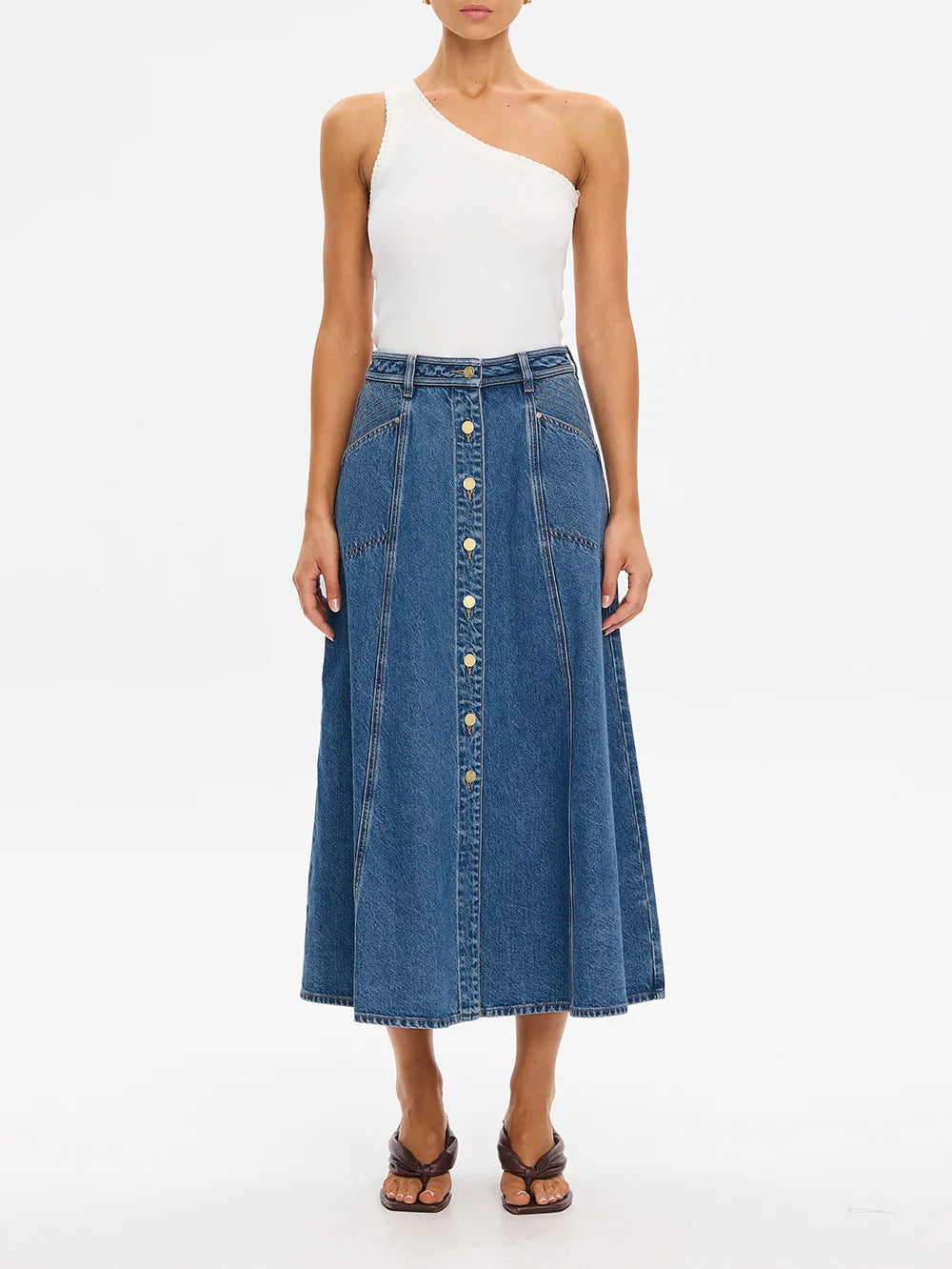 KIVARI - Rita Denim Midi Skirt