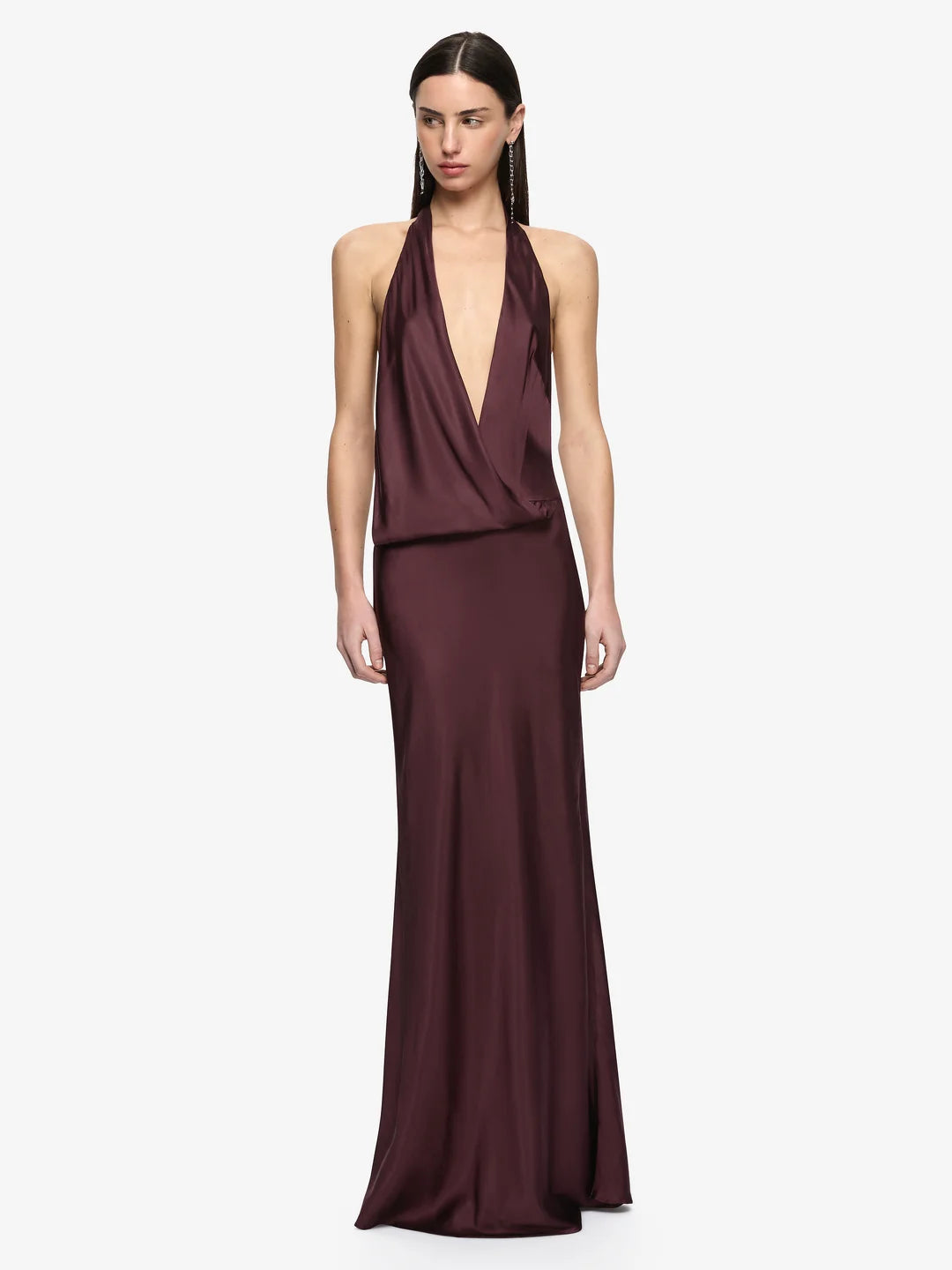 BEC + BRIDGE - Mya V Maxi Dress in Aubgergine