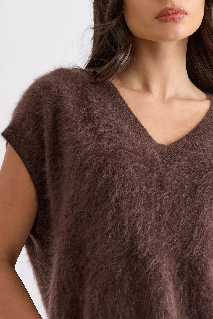 MIA FRATINO - Gretta Vest in Dark Chocolate