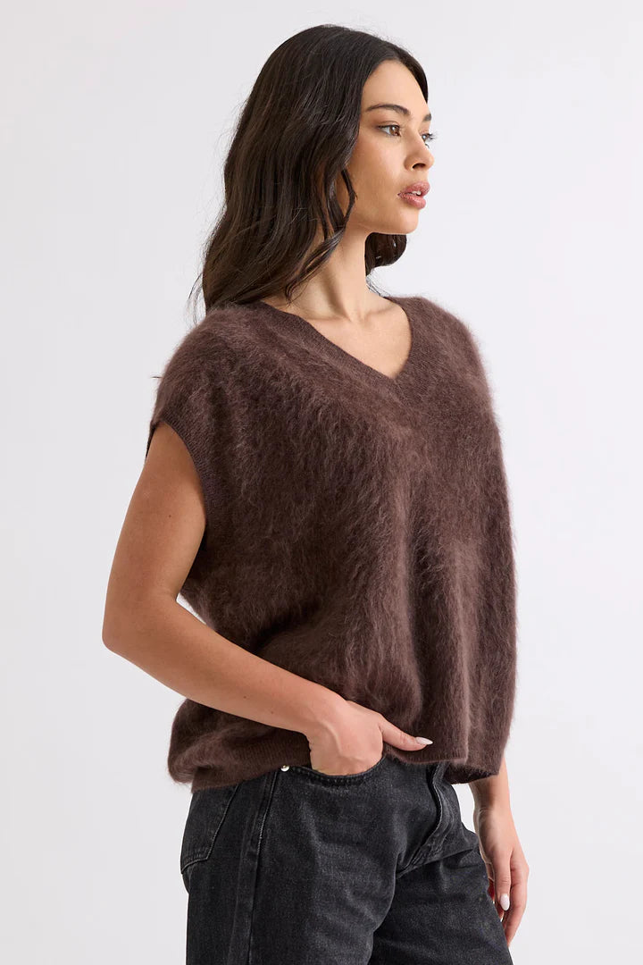 MIA FRATINO - Gretta Vest in Dark Chocolate