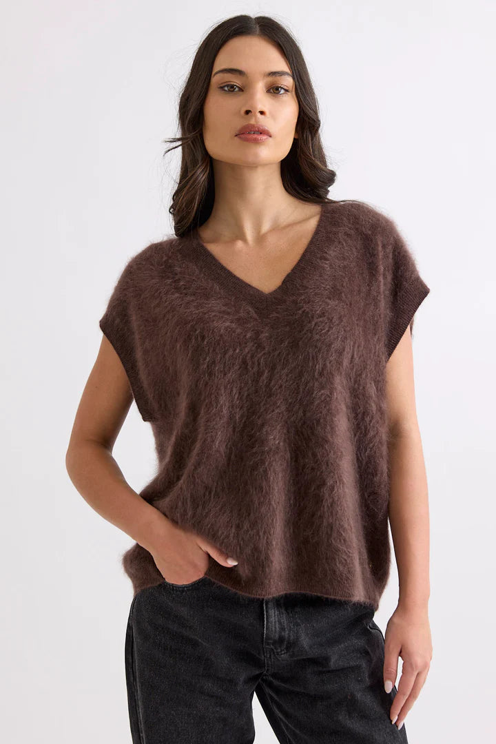 MIA FRATINO - Gretta Vest in Dark Chocolate
