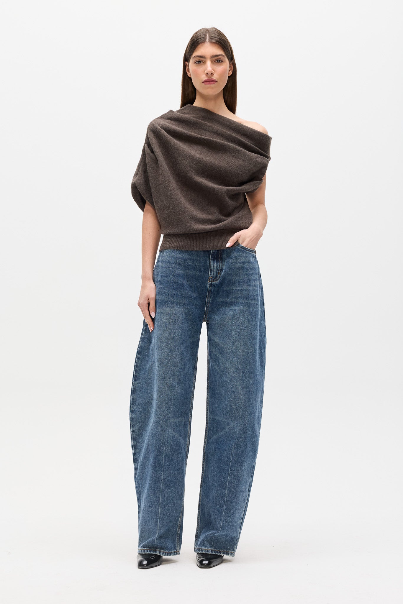 BAYSE - Minnie Knit Top in Coffee