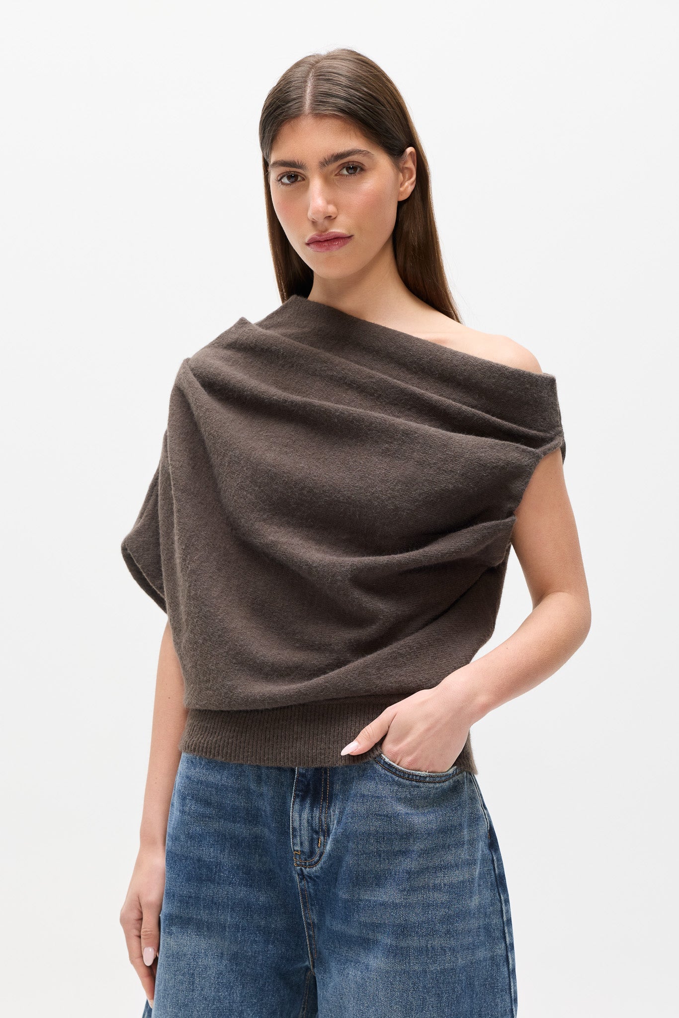 BAYSE - Minnie Knit Top in Coffee