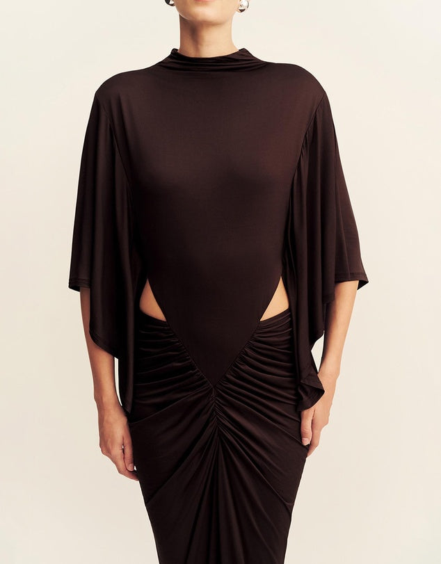 Shona Joy - Miro Cut Out Draped Maxi Dress IN RISTRETTO
