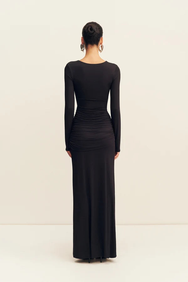 Shona Joy - Miro Long Sleeve Jersey Gathered Maxi Dress