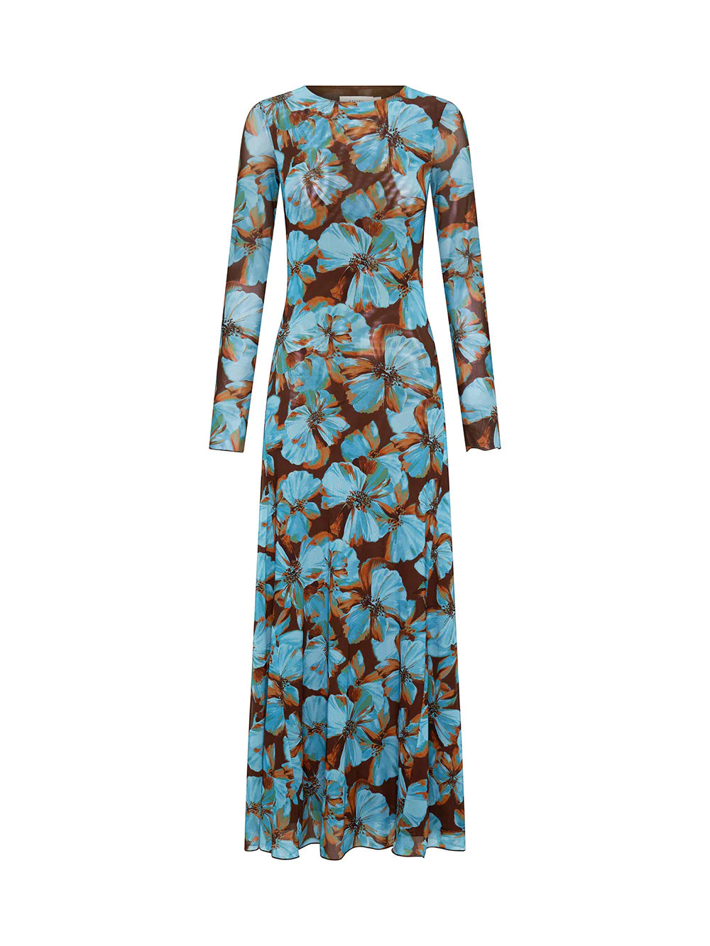 KIVARI Nieve Mesh Maxi Dress in Blue