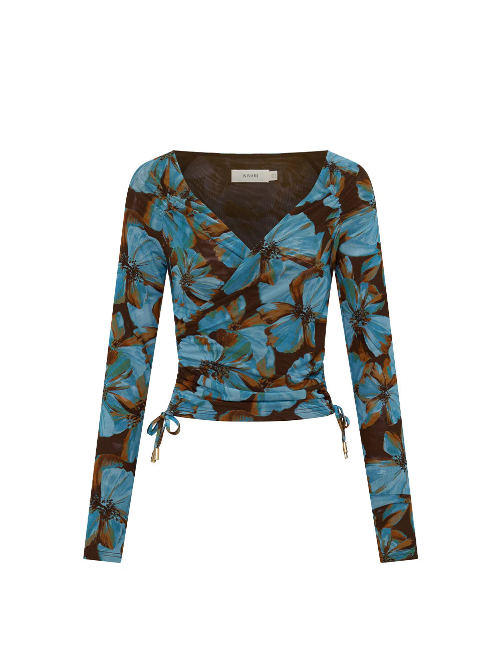 KIVARI Nieve Mesh Top in Blue
