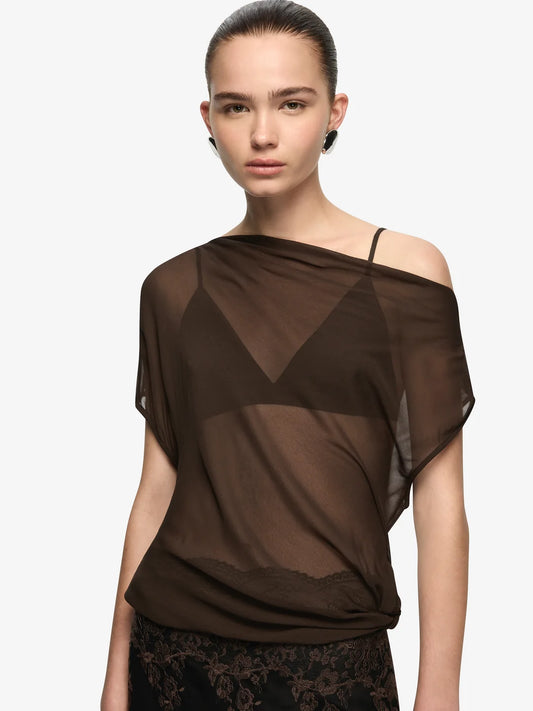 Bec and Bridge - Orsina Drape Top IN BITTER CHOC