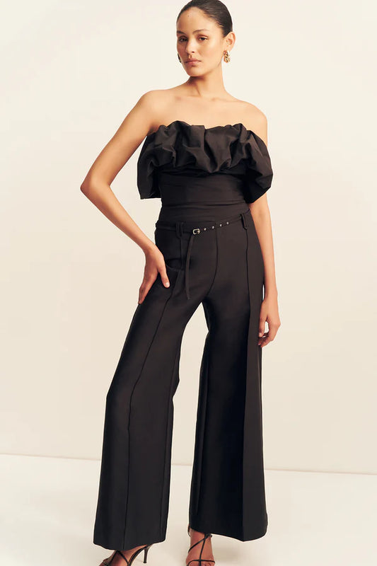 SHONA JOY - Otis Wide Leg Belted Pant in Black