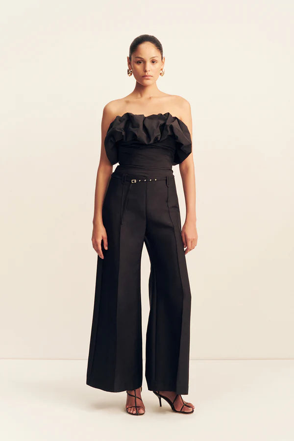 SHONA JOY - Otis Wide Leg Belted Pant in Black