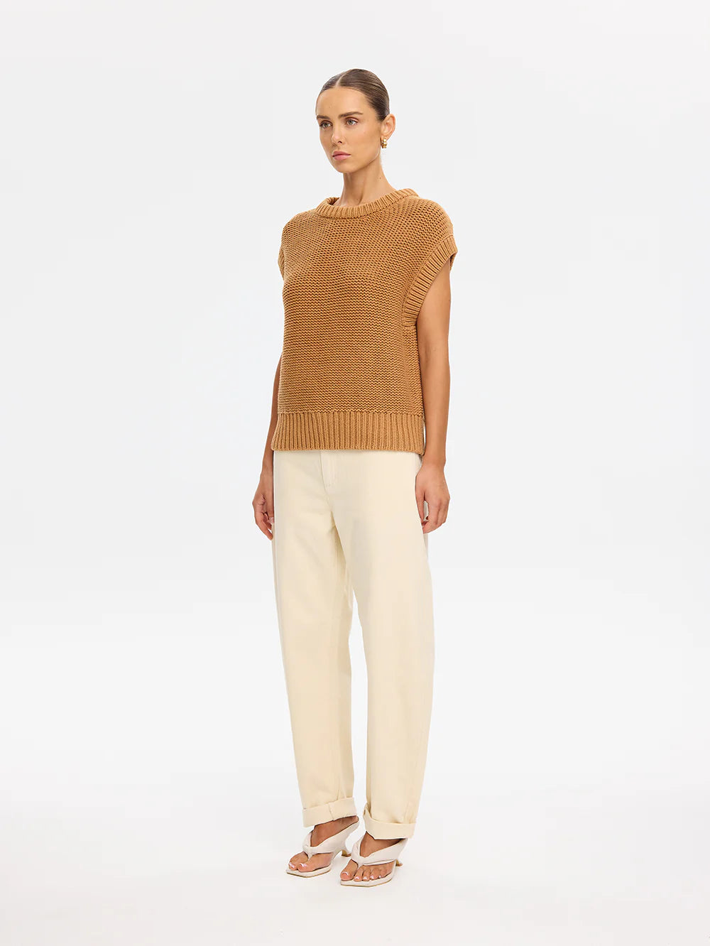 KIVARI - Olesia Knit Vest in Tan