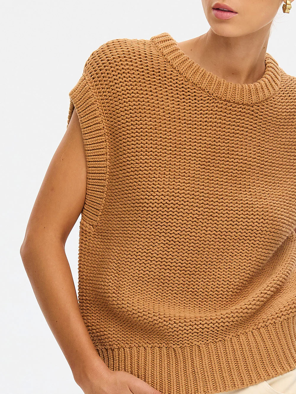 KIVARI - Olesia Knit Vest in Tan