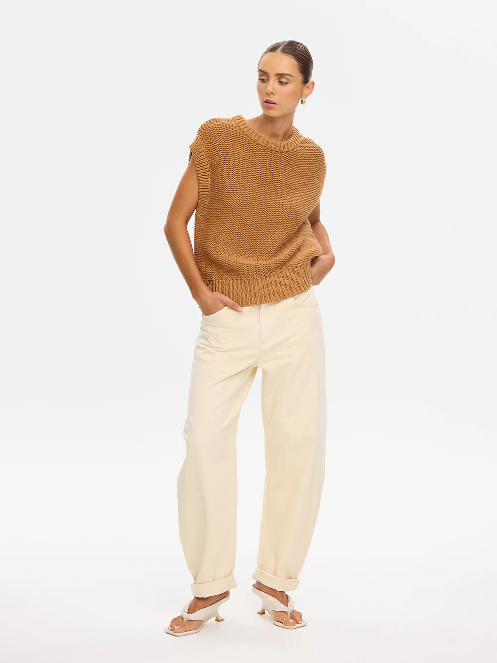 KIVARI - Olesia Knit Vest in Tan