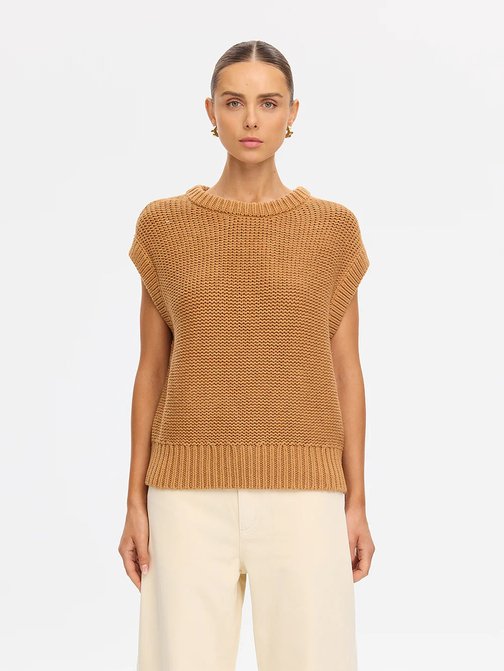 KIVARI - Olesia Knit Vest in Tan