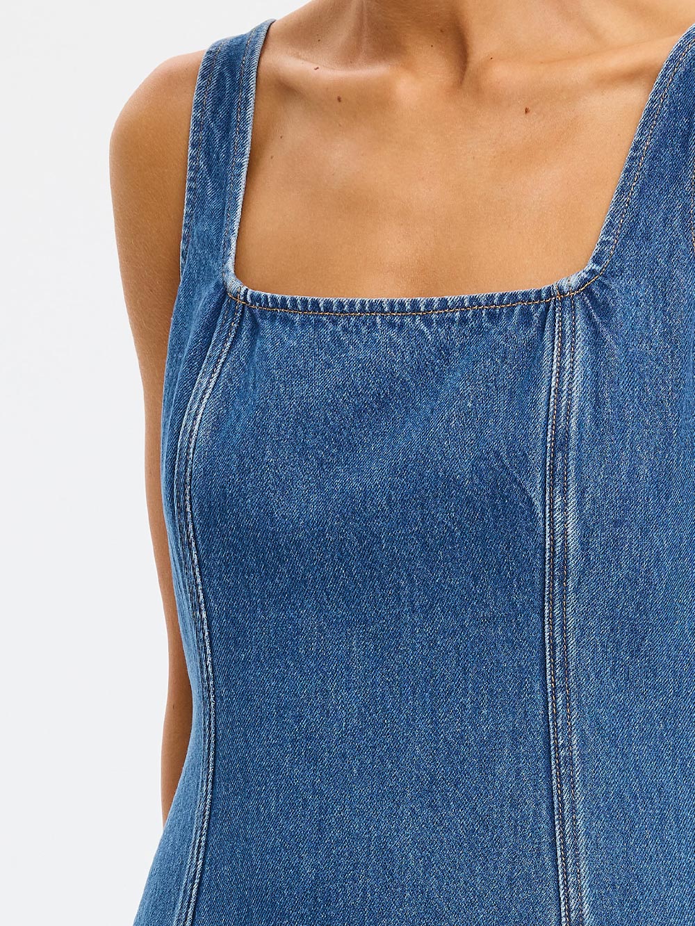 KIVARI - Oriana Denim Mini Dress in Indigo