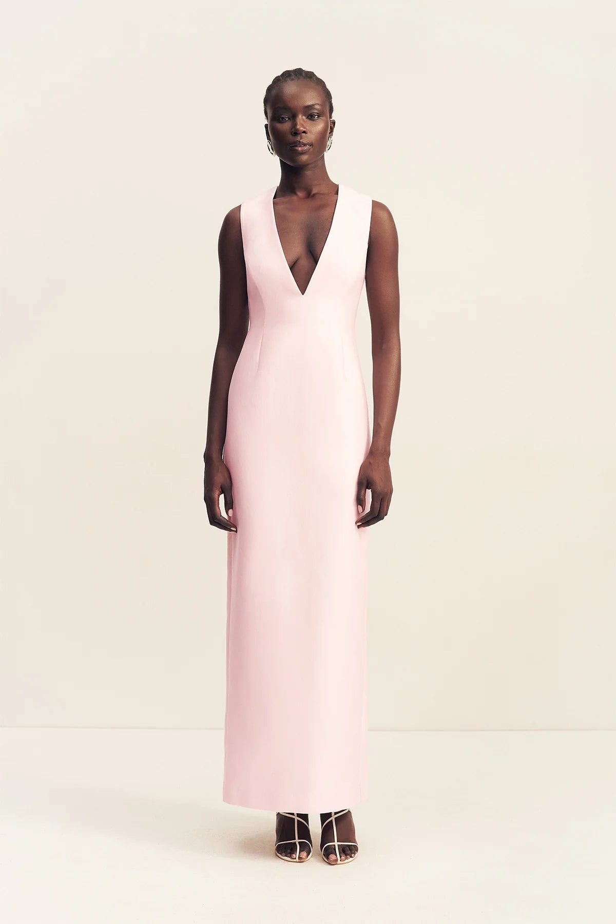 SHONA JOY - Otis Plunged Fitted Maxi Dress in Fairyfloss