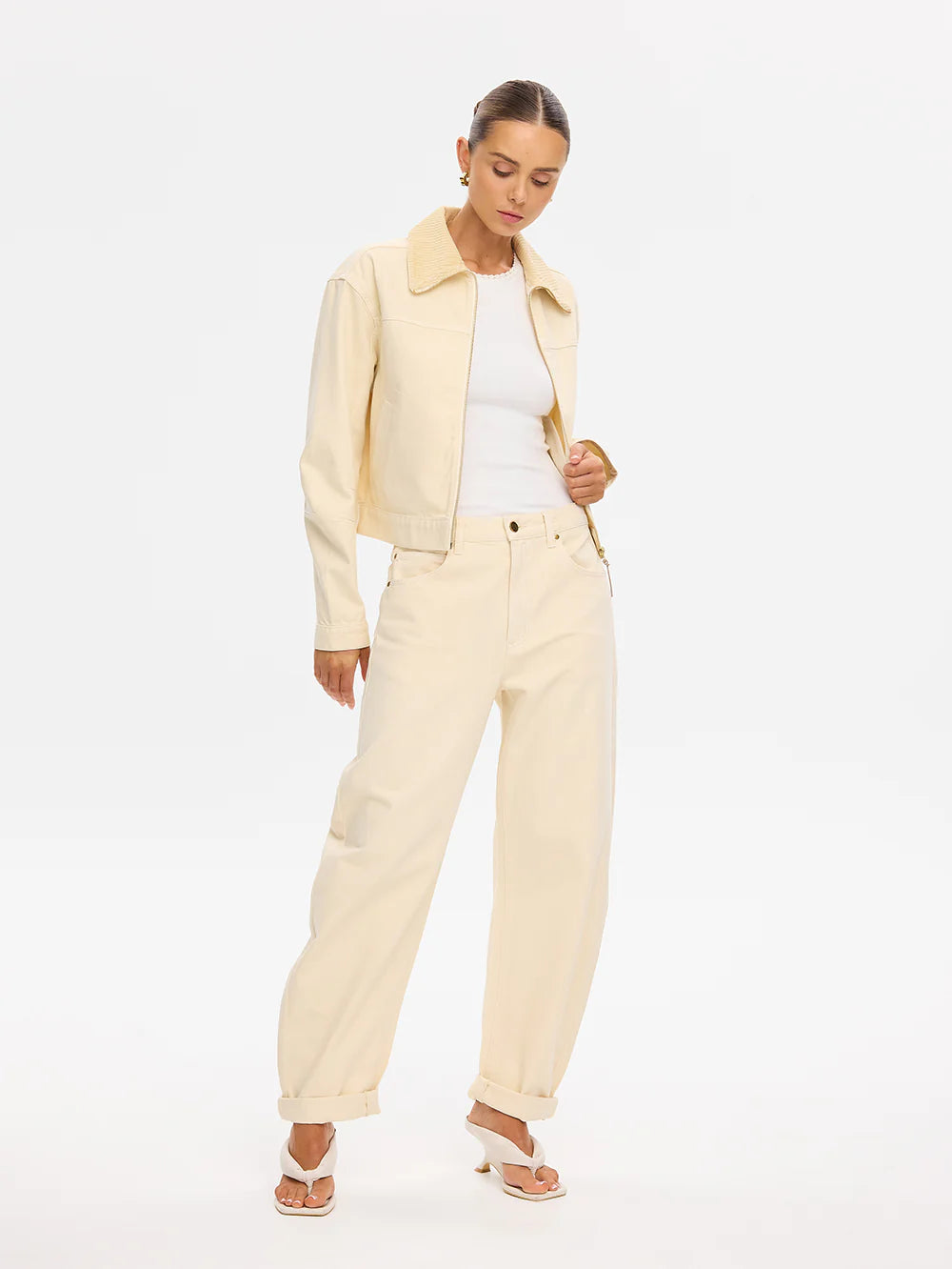 KIVARI - Parker Denim Jacket in Cream