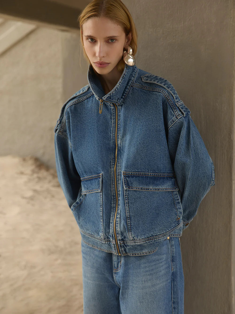 KIVARI - Rita Denim Jacket in Vintage Blue